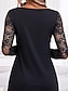 cheap Party Dresses-Women&#039;s Black Dress Lace Dress Party Dress Cotton Lace Pocket V Neck Long Sleeve Mini Dress Winter Dress Wedding Guest Black Spring Fall