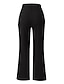 abordables jambe large et taille haute-Femme Ample Pantalon Mélange de Lin &amp; Coton Taille médiale Toute la longueur Noir Automne