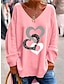 cheap Women&#039;s Hoodies &amp; Sweatshirts-Women&#039;s T shirt Tee Heart Valentine Weekend Print Black Long Sleeve Fashion V Neck Spring &amp;  Fall
