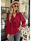 cheap Basic Women&#039;s Tops-Shirt Blouse Women&#039;s Black Pink Wine Solid / Plain Color Ruffle Button Daily Fashion V Neck Regular Fit S