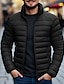 cheap Men&#039;s Downs &amp; Parkas-Men&#039;s Puffer Jacket Quilted Jacket Zipper Pocket Polyster Pocket Office &amp; Career Date Casual Daily Regular Keep Warm Outdoor Casual Sports Winter Plain Black Red Dark Navy Royal Blue Puffer Jacket