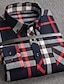 cheap Men&#039;s  Overshirts-Men&#039;s Shirt Button Up Shirt Casual Shirt Plaid Shirt Overshirt Black Red Navy Blue Long Sleeve Plaid / Check Lapel Fall &amp; Winter Outdoor Daily Wear Clothing Apparel Front Pocket