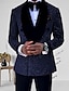 abordables Trajes-Trajes de graduación para hombre, color plateado, negro, Rosa polvorienta, trajes brillantes, color sólido, 2 piezas, corte a medida, un solo pecho, un botón, 2024