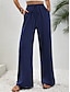 cheap Wide Leg &amp; High Waisted-Women&#039;s Wide Leg Pants Trousers Polyester Pocket High Cut High Waist Long Wine Summer