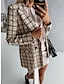 preiswerte Blazer für Damen-Damen Blazer Sakko Outdoor Bedruckt Plaid warm halten Modisch Regular Fit Oberbekleidung Langarm Herbst Schwarz S