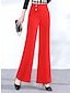 ieftine pantaloni rochii de dama-Pentru femei Costume Spandex Simplu Negru Roșu-aprins Elegant Talie Înaltă Lungime totală Birou Stradă Toamnă Iarnă