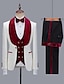 billige Tuxedo dragter-bordeaux kongeblå herre galladragter efterår bryllupsfest smoking jakkesæt 3-delt sjalkrave jacquard plus størrelse standard pasform enkeltradet en-knap 2024