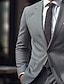 abordables Trajes-Trajes de boda para hombre gris/negro/burdeos/azul, ropa formal de negocios de moda de 2 piezas de color sólido, talla grande, un solo botón, 2024
