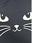 זול חולצות ומכנסי שינה לנשים-בגדי טרקלין לנשים הדפס חתול עליון חם פשוט מזדמן ביתי רחוב יומי פוליאסטר חם נושם צוואר צוואר צוואר צוואר כיס ארוך כיס סתיו חורף שחור