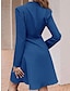 voordelige Feestjurken-Dames Feestjurk Cocktail jurk Overhemdkraag Lange mouw Halflange jurk Kantoor Formeel Zwart blauw Winter