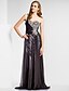 cheap Special Occasion Dresses-Sheath / Column Open Back Formal Evening Military Ball Dress One Shoulder Sweetheart Neckline Sleeveless Floor Length Chiffon Sequined with Beading Sequin Side Draping 2020