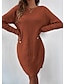 abordables Designer Sweaters &amp; Cardigans-robe pull essnce unie col rond sans ceinture