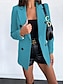 cheap Women&#039;s Blazer&amp;Suits-Women&#039;s Blazer Outdoor Button Solid Color Warm Fashion Regular Fit Outerwear Long Sleeve Fall Light Blue S