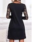 cheap Party Dresses-Women&#039;s Black Dress Lace Dress Party Dress Cotton Lace Pocket V Neck Long Sleeve Mini Dress Winter Dress Wedding Guest Black Spring Fall