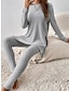 cheap Women&#039;s Loungewear-Women&#039;s Loungewear Sets Pure Color Simple Casual Comfort Home Daily Vacation Polyester Breathable Crew Neck Long Sleeve Sweater Pant Fall Winter Khaki Light Blue