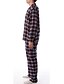 preiswerte Pyjamas-Herren Hausanzug Schlafanzüge Schlafanzug Set Pyjama-Oberteil und Hose 2 Stück Plaid Stilvoll Brautkleider schlicht Komfort Heim Täglich Bett Baumwollmischung Komfort Weich Kargen Langarm Hemd Hose