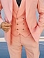 ieftine Costume-costume de nuntă pentru bărbați roz, culoare uni, 3 piese zilnic, plus mărime, guler la vârf, un singur piept, un singur buton 2024