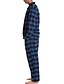 preiswerte Pyjamas-Herren Hausanzug Schlafanzüge Schlafanzug Set Pyjama-Oberteil und Hose 2 Stück Plaid Stilvoll Brautkleider schlicht Komfort Heim Täglich Bett Baumwollmischung Komfort Weich Kargen Langarm Hemd Hose