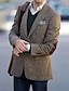 preiswerte Blazer &amp; Jacke-Herren-Blazer aus Tweed mit Fischgrätenmuster, Vintage-Stil, Übergröße, normale Passform, einreihig, zwei Knöpfe, grün, Khaki, 2024
