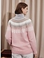 cheap Designer Sweaters &amp; Cardigans-Women&#039;s Christmas Sweaters Stand Collar Ribbed Knit