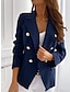 cheap Women&#039;s Blazer&amp;Suits-Women&#039;s Blazer Office Formal Button Pink Fall Windproof Streetwear Double Breasted Lapel Outerwear Long Sleeve Summer Black S