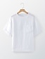 cheap Luxury Linen Shirts-100% Linen Front Pocket Men&#039;s Shirt Linen Shirt Black White Short Sleeve Plain Crew Neck Summer Outdoor Daily Clothing Apparel