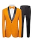 זול חליפות-שחור צהוב ורוד חליפות מסיבת חתונת קטיפה לגברים 2 חלקים בצבע אחיד בהתאמה אישית עם כפתור אחד עם חזה אחד 2024