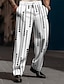abordables pantalones de vestir estampados en 3d para hombre-Geometría Vintage Hombre Impresión 3D Pantalones Exterior Calle Usar para trabajar Poliéster Negro Blanco Azul Marino S M L Cintura Alta Elasticidad Pantalones