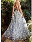 Χαμηλού Κόστους Φορέματα Χορού Αποφοίτησης-Γραμμή Α Φορέματα χορού Κορσέδες Φόρεμα Επίσημο Βραδινό Πάρτυ Ουρά μέτριου μήκους Αμάνικο Λεπτές Τιράντες Τούλι με Φόρεμα 2024