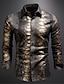 cheap Men&#039;s Vintage Shirts-Snake Metallic Abstract Men&#039;s Shirt Daily Wear Going out Fall &amp; Winter Turndown Long Sleeve Black, Gold, Brown S, M, L 4-Way Stretch Fabric Shirt