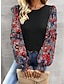 preiswerte Basic-Damenoberteile-Damen Hemd Boho-Shirt Bluse Graphic Farbblock Patchwork Casual Modisch Langarm Rundhalsausschnitt Schwarz Frühling &amp; Herbst