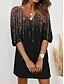 Χαμηλού Κόστους Print Φορέματα-Γυναικεία Φόρεμα εργασίας Καθημερινό φόρεμα Μοντέρνα Χειμερινό φόρεμα Καθημερινά Μίνι φόρεμα Στάμπα Λαιμόκοψη V 3/4 Μήκος Μανικιού Ombre Χαλαρή Εφαρμογή Μαύρο Κίτρινο Ανθισμένο Ροζ Φθινόπωρο Χειμώνας