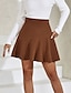 cheap Plain Skirts-Women&#039;s Skirt A Line Mini High Waist Skirts Ruched Solid Colored Street Daily Spring &amp; Summer Corduroy Elegant Fashion Casual Black Brown Beige