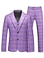 Недорогие Костюмы-Фиолетовые мужские свадебные костюмы из трех предметов, большие размеры, клетчатый клетчатый костюм, однобортный костюм с двумя пуговицами, 2024