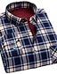 cheap Flannel Shirts-Men&#039;s Shacket Black Dark Red Yellow Long Sleeve Plaid / Striped / Chevron / Round Classic Collar Fall / Winter Vacation Corporate Clothing Clothing Apparel Print