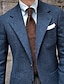 abordables chaqueta-Blazer de tweed retro vintage para hombre, blazer de espiga regular de talla grande, botonadura simple, dos botones, azul 2024