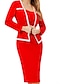 ieftine rochii simple de lucru-Pentru femei Rochie de lucru Rochie teacă Rochie Semi Formala Modă Rochie de iarnă Birou Zilnic Rochie Mini Peteci Pătrat Manșon Lung Simplu Fit regulat Negru Roz Îmbujorat Roșu-aprins Primăvar