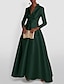 Χαμηλού Κόστους Βραδινά Φορέματα-βραδινό φόρεμα σε γραμμή κομψό κόκκινο πράσινο επίσημο φόρεμα γάμου καλεσμένων στο πάτωμα μακρυμάνικο πουκάμισο με γιακά σατέν με ruched 2024