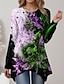 ieftine Tricouri Damă-Pentru femei Tricou Floral Concediu Sfârșit de săptămână Imprimeu Tunică curgătoare Bleumarin Manșon Lung Modă Rotund Primăvara &amp; toamnă