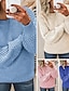cheap Sweaters-Women&#039;s Pullover Sweater Jumper Crew Neck Ribbed Knit Cotton Oversized Spring Fall Daily Going out Weekend Stylish Casual Soft Long Sleeve Solid Color Pink Royal Blue Blue S M L