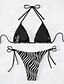 halpa Bikinisetit-Naisten Normaali Uima-asut Bikinit Uimapuku Kolmia Säädettävä Soft Kieli Raidat / ripple Syöstä Trooppinen Muoti Uimapuvut