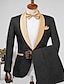 cheap Suits-Black Champagne Burgundy Men&#039;s Prom Suits Wedding Suits Prom Jacquard Floral Suits 2 Piece Tailored Fit Single Breasted One-button 2024