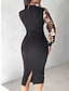 olcso Buliruhák-Női Fekete ruha Party ruha Flitter Háló V-alakú Hosszú ujj Midi ruha Elegáns Szikra Fekete Nyár Tavasz
