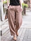 cheap Wide Leg &amp; High Waisted-Women&#039;s Wide Leg Pants Trousers Linen Cotton Blend High Waist Full Length Black Fall