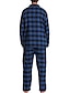 preiswerte Pyjamas-Herren Hausanzug Schlafanzüge Schlafanzug Set Pyjama-Oberteil und Hose 2 Stück Plaid Stilvoll Brautkleider schlicht Komfort Heim Täglich Bett Baumwollmischung Komfort Weich Kargen Langarm Hemd Hose