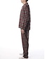 preiswerte Pyjamas-Herren Hausanzug Schlafanzüge Schlafanzug Set Pyjama-Oberteil und Hose 2 Stück Plaid Stilvoll Brautkleider schlicht Komfort Heim Täglich Bett Baumwollmischung Komfort Weich Kargen Langarm Hemd Hose