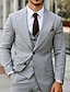 Недорогие Костюмы-Светло-серые мужские свадебные костюмы, однобортные, однобортные, на двух пуговицах, на каждый день, деловые, большие размеры, 2024