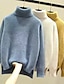 tanie Swetry-Damskie Sweter sweter Golf Prążkowany Robić na drutach Poliester Rozcięcie Jesień Zima Regularny Na zewnątrz Codzienny Wyjściowe Elegancki Codzienny Miękkie Długi rękaw Jednokolorowe Biały Żółty