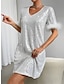 Χαμηλού Κόστους Φορέματα με Παγιέτες (Sequin)-Γυναικεία Λευκό φόρεμα Φόρεμα με παγιέτες Φόρεμα για πάρτυ Πούλιες Λάμψη Λαιμόκοψη V Κοντομάνικο Μίνι φόρεμα Διακοπές Επίσημο Λευκό Άνοιξη Χειμώνας