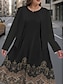 Χαμηλού Κόστους Plus Size Casual Φορέματα-Γυναικεία Μεγάλα Μεγέθη Καμπύλη Καθημερινό φόρεμα Σετ Φόρεμα Φόρεμα δύο τεμαχίων Γεωμετρικό Συνδυασμός Χρωμάτων Μίντι φόρεμα Μακρυμάνικο Στάμπα Στρογγυλή Ψηλή Λαιμόκοψη Μοντέρνα ΕΞΩΤΕΡΙΚΟΥ ΧΩΡΟΥ